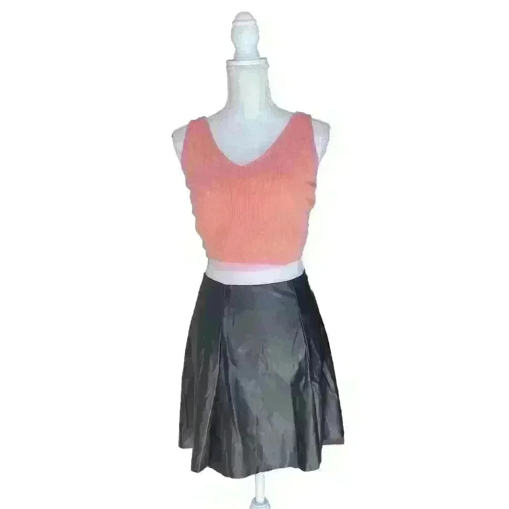 It’s NWT Woman’s Faux Leather Flared Y2K Retro Ballerina Mini Skirt Plus Size 3X